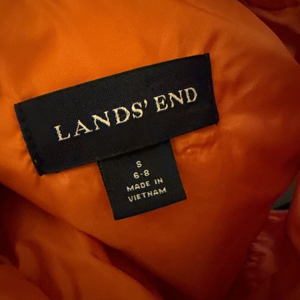Lands' End Pink Puffer Vest size small (4-6) Quilted Full Zipper Pockets - Picture 3 of 4